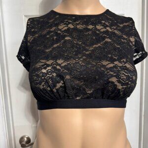 TORRID Floral Lace Cropped Short Sleeve Lingerie Top